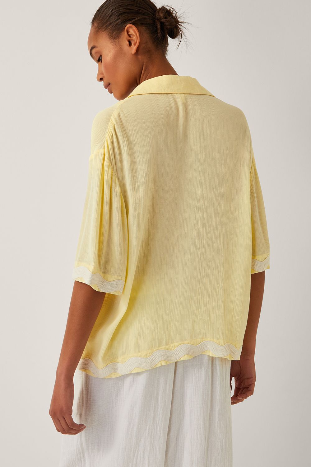 Monsoon Sienna Ricrac Short Sleeve Shirt Yellow