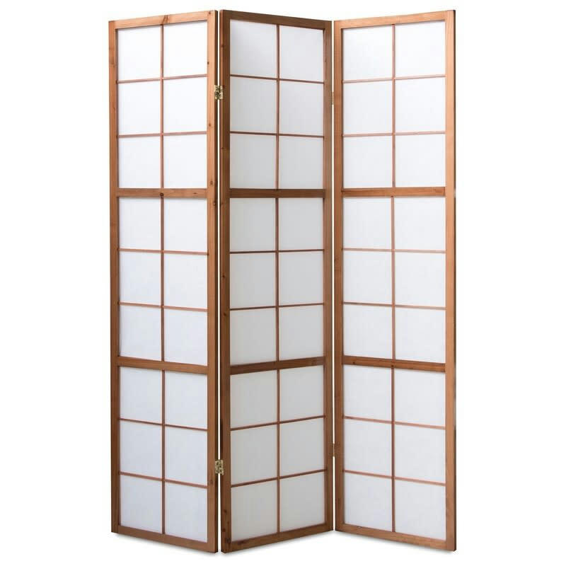 SHOJI GD CARREAUX NAT - Paravent 3 pans - Feuille de murier
