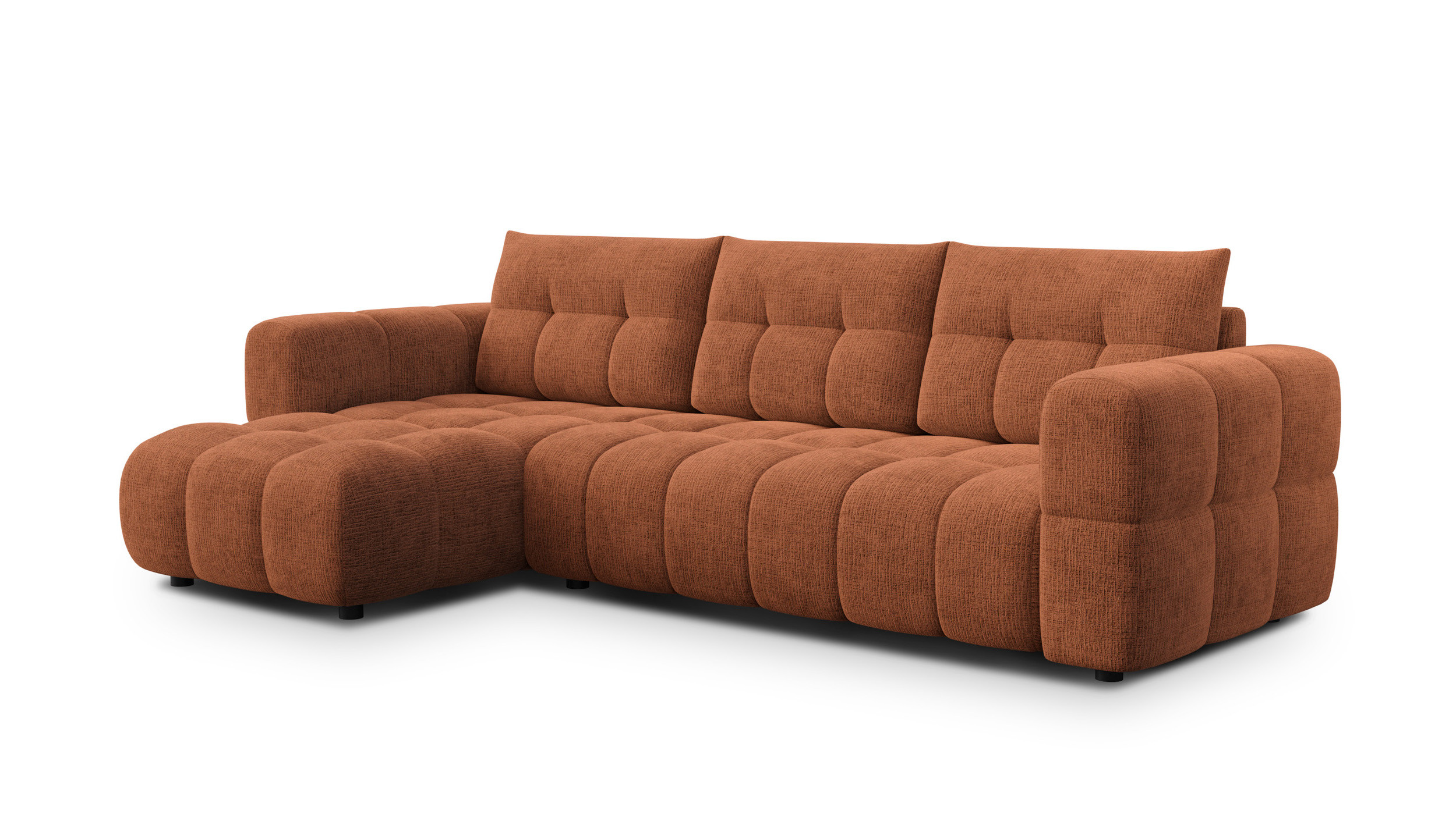 CLOUDI Sofa narożna 4 osobowa lewa, pomarańczowa