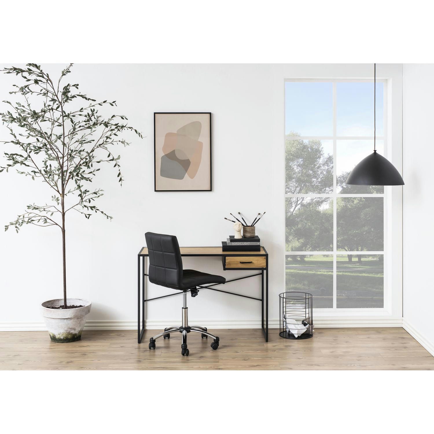 SIREINE - Bureau en mdf et métal 1 tiroir beige