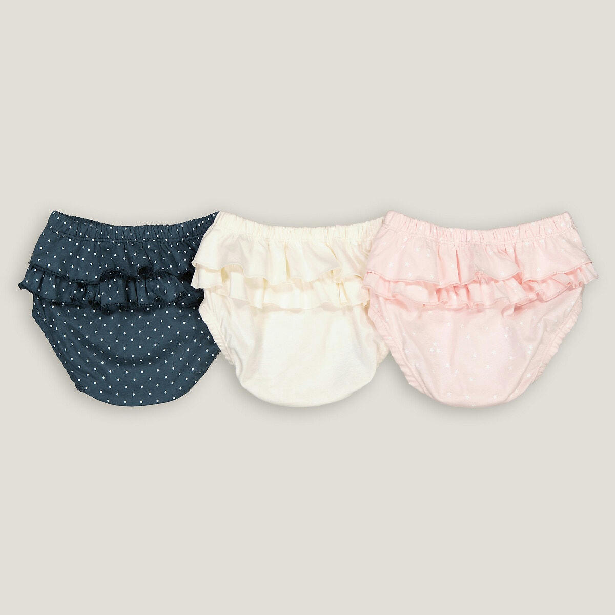 Lot de 3 culottes, volants au dos