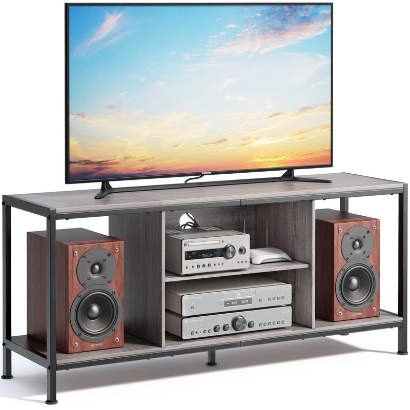 Classic Wood 55 in. TV Stand with Open Shelving for 65 in. TV 3 Tier Game & Entertainment Center TV Stand