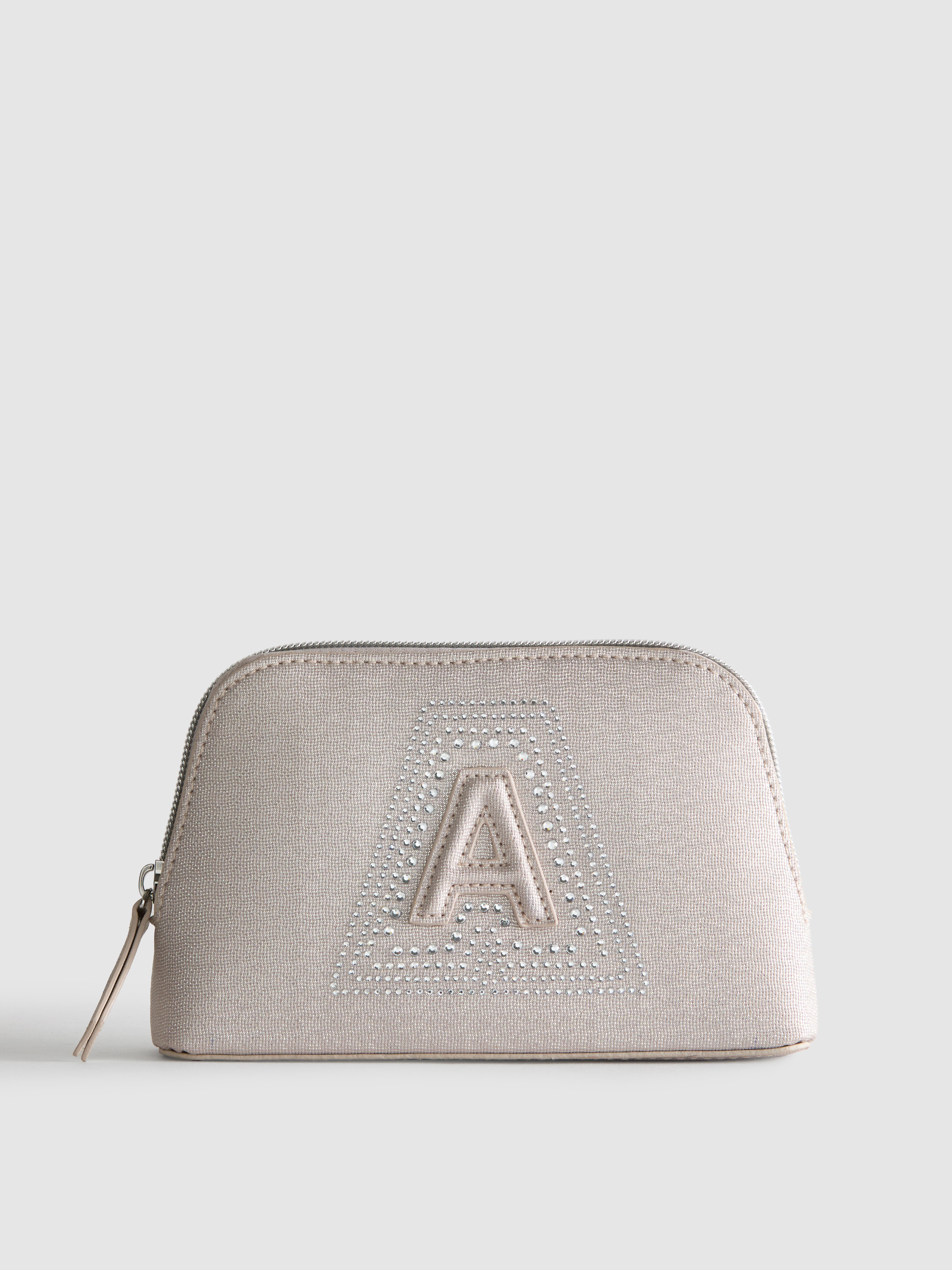 Rhinestone Initial Mini Makeup Bag