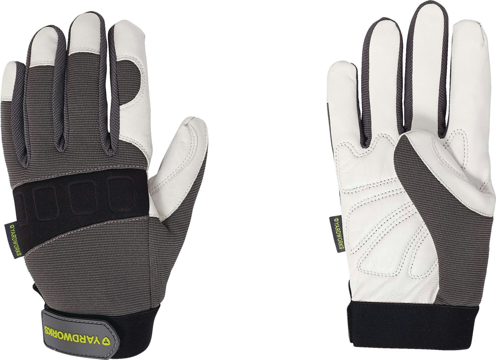 Yardworks ImPact Protection Goat Skin Leather Men's Gardening Gloves, Assorted Sizes, Grey