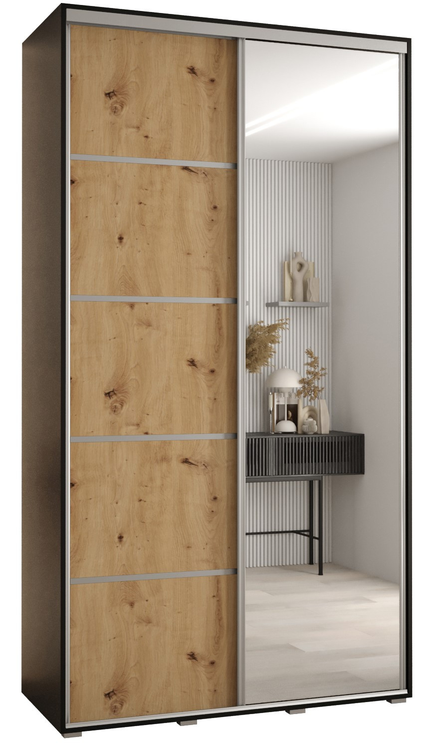 Szafa przesuwna 45 wysoka Davos 5 130 czarny artisan srebrny