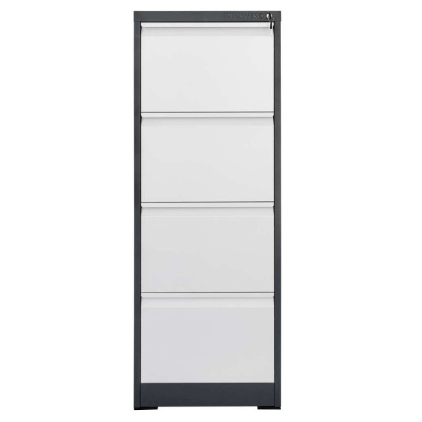 Szafka Na Dokumenty Kartotekowa Biurowa Metalowa 4 Szuflady Grafit/Szary