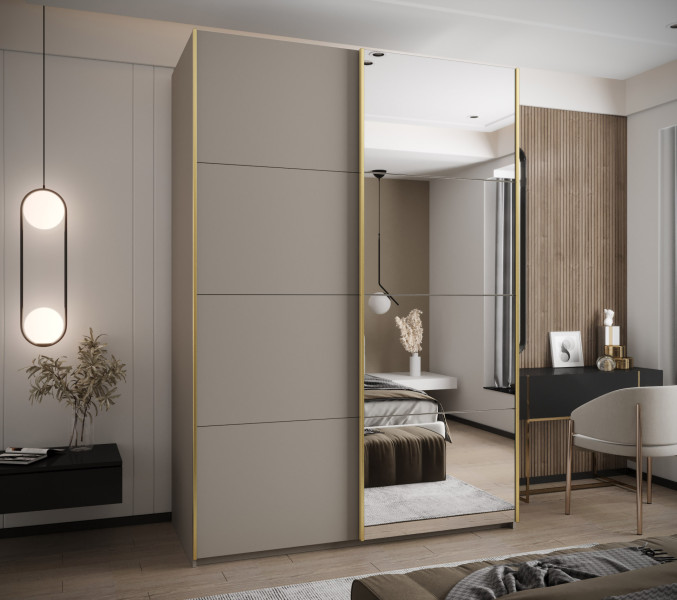 Szafa przesuwna 64 wysoka Lux 3 180 kaszmir kaszmir złoty