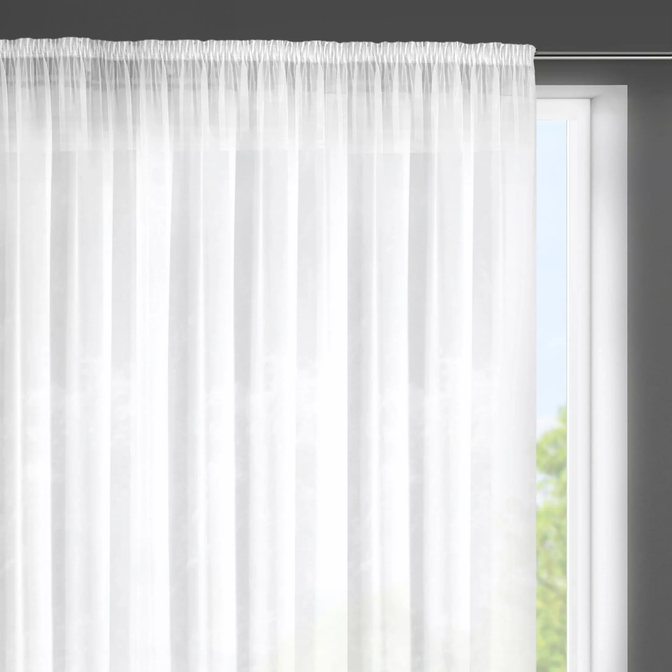Firana biała z etaminy o strukturze deszczyku 350x160 cm taśma - IRMA