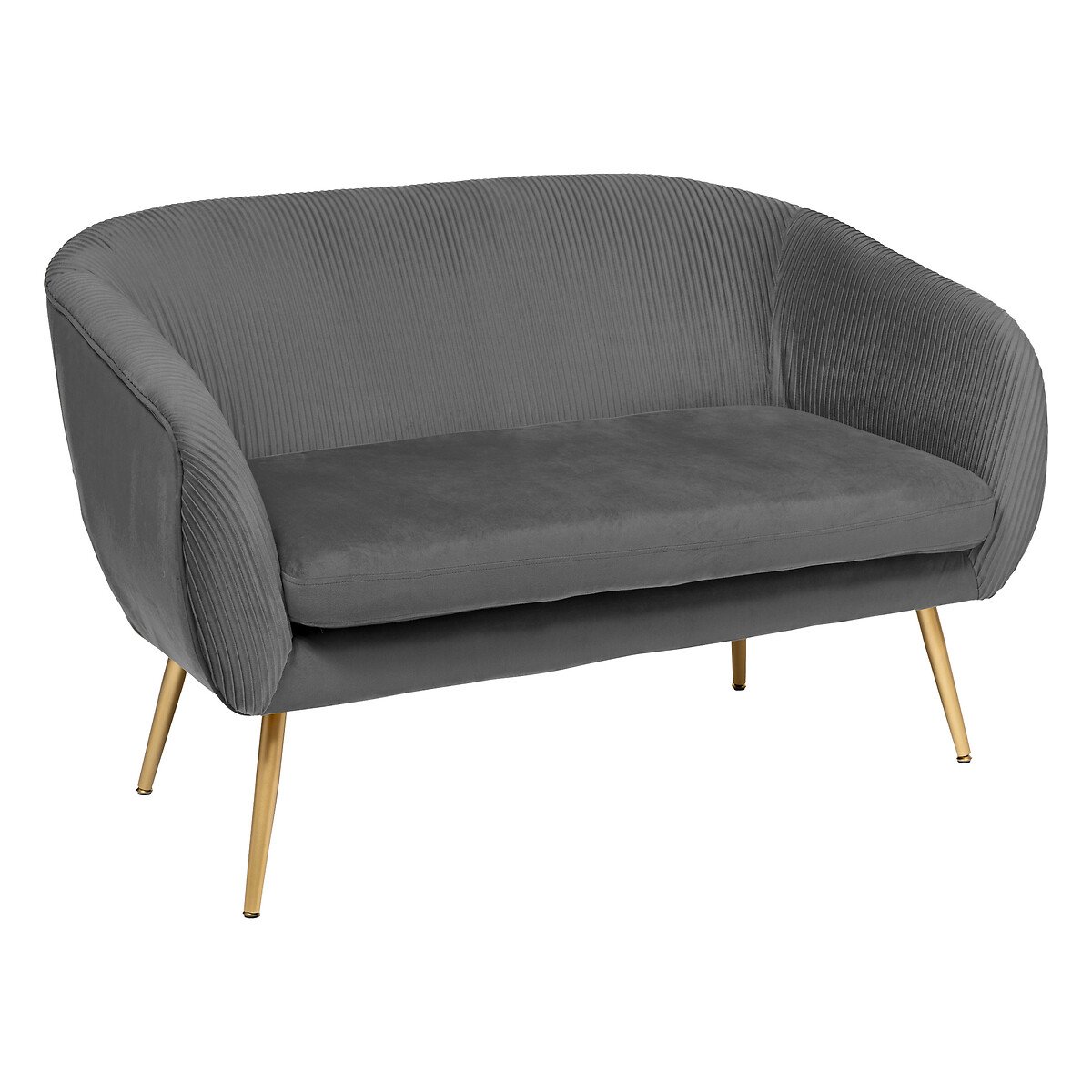 Sofá de 2 lugares SOLARO cinza em veludo