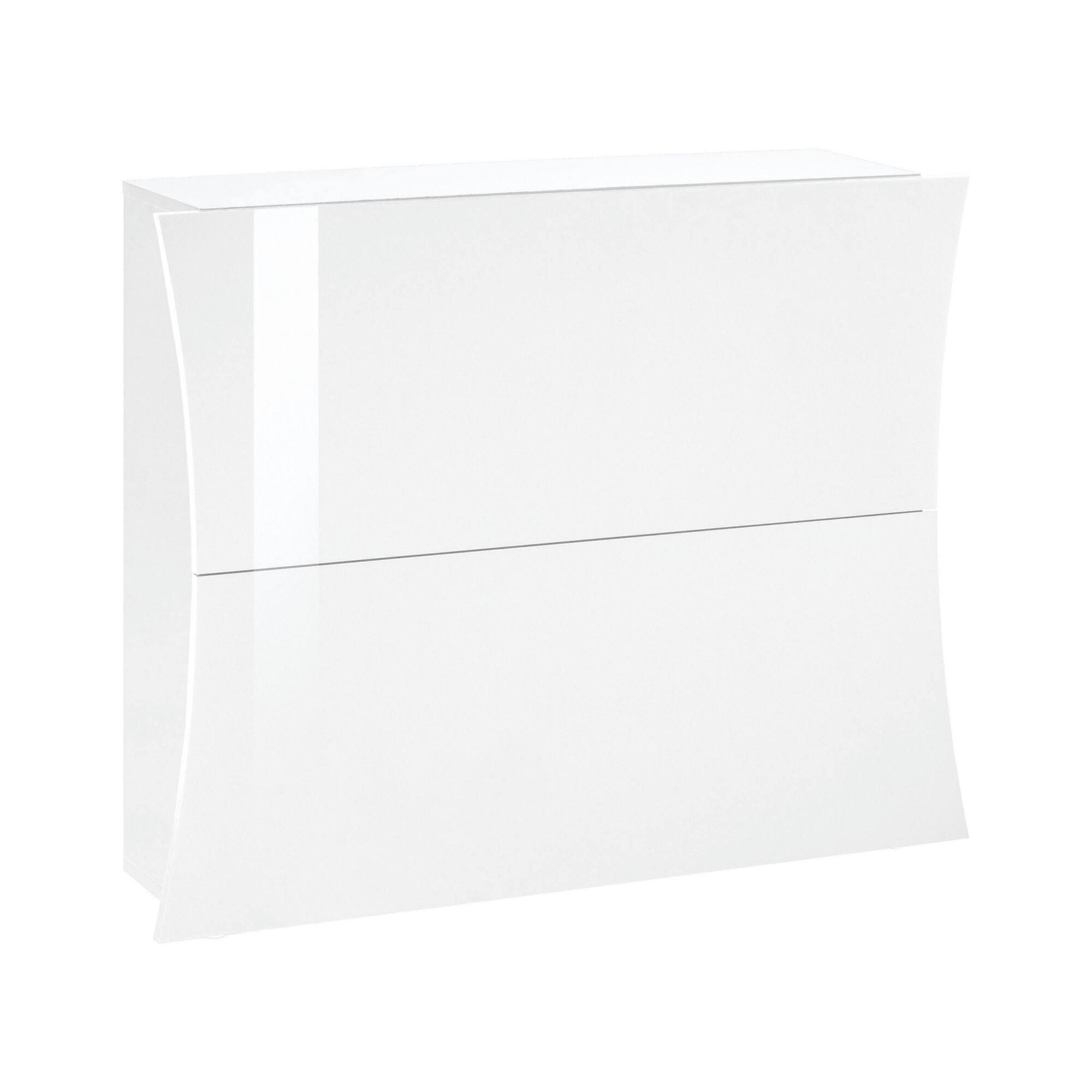 DDADD - Étagère à chaussures effet bois blanc brillant 101x27h82 cm