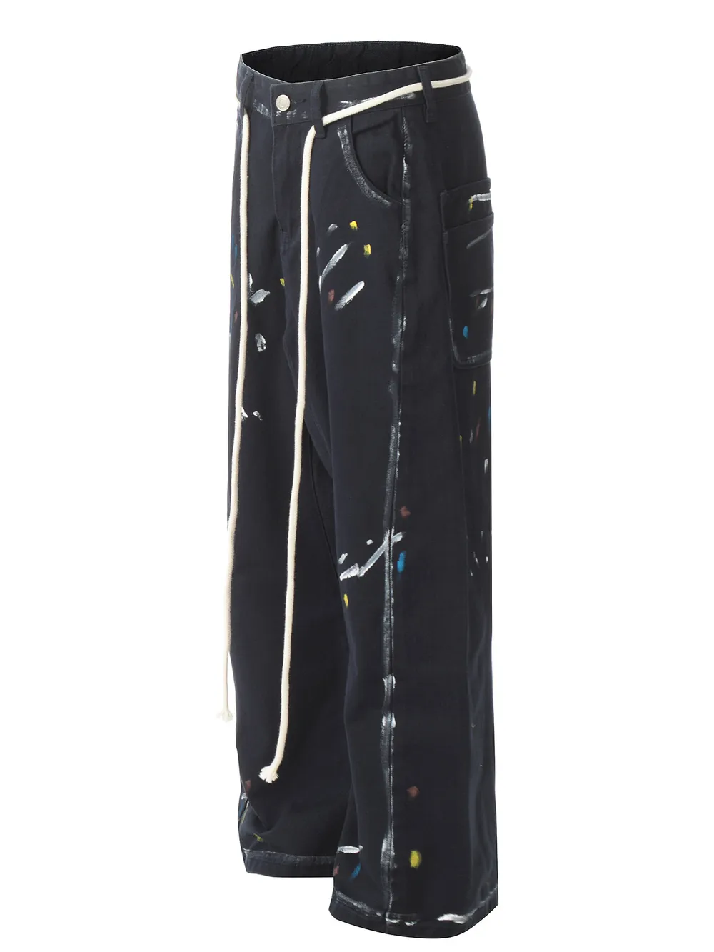 Men's Artistic Paint Splatter Wide Leg Baggy Jeans