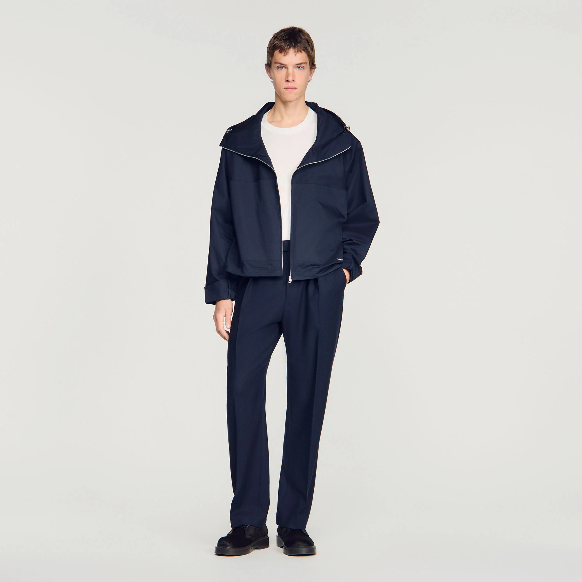 Blouson en coton zippé à capuche