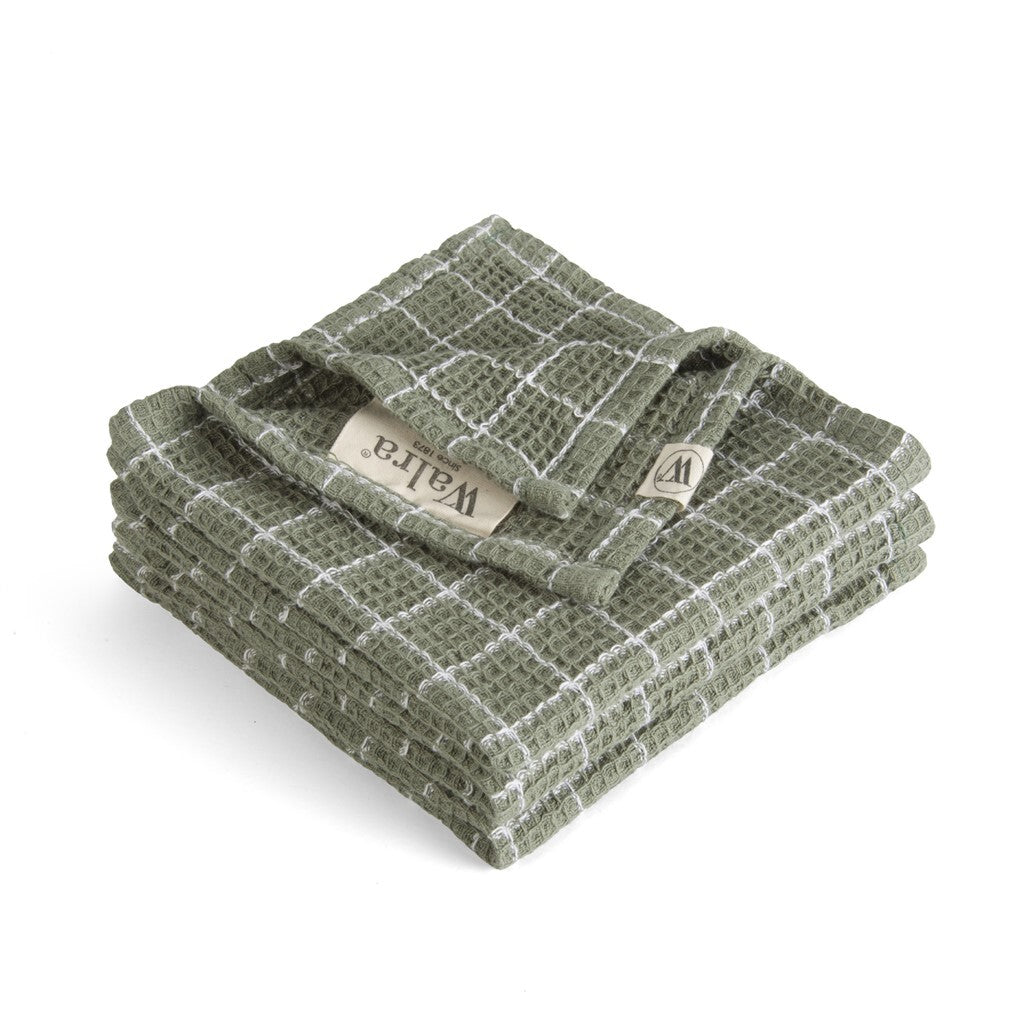 Walra - Vaatdoek Dry with Cubes - 3x 30x30 cm - Legergroen