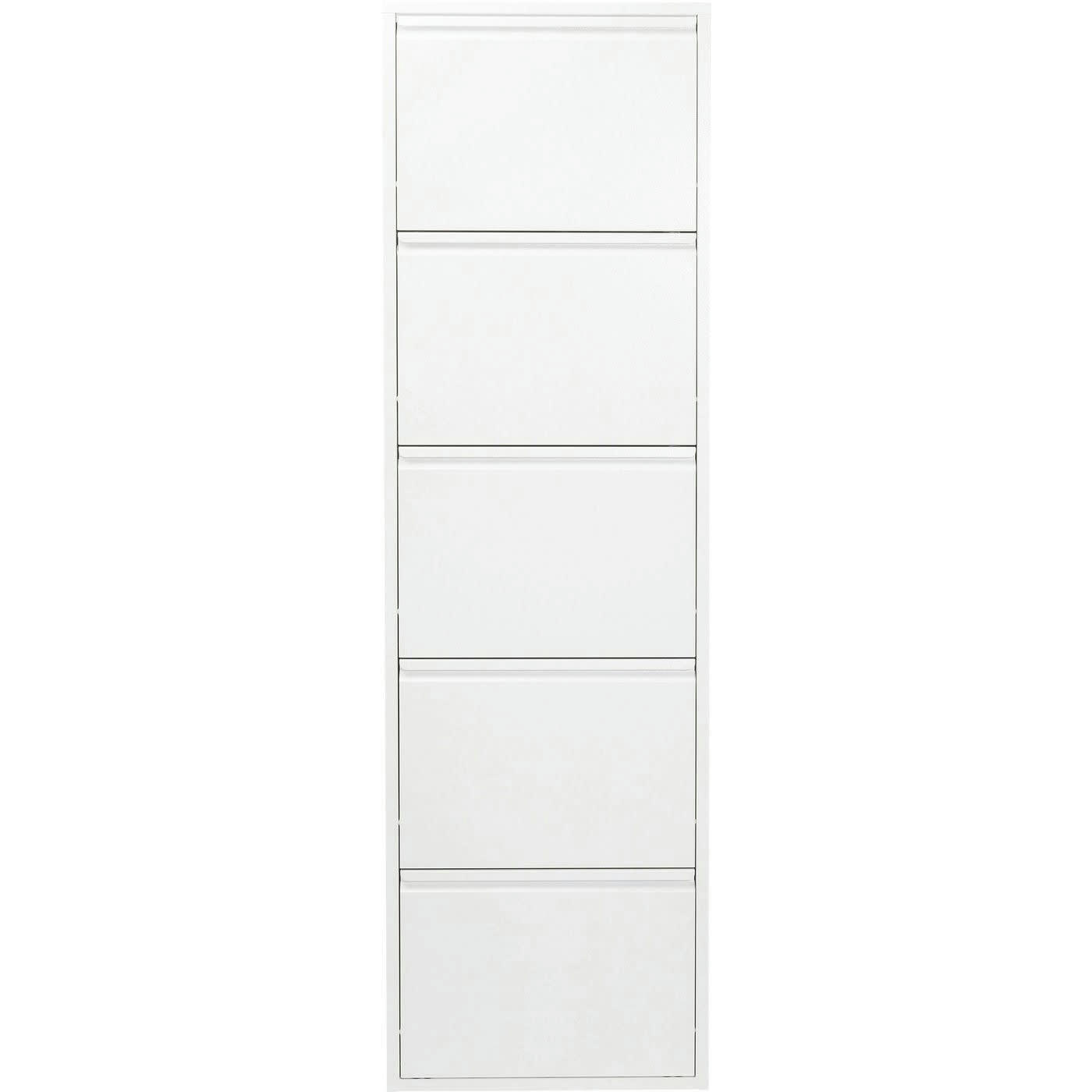 CARUSO - Casier à chaussures 5 tiroirs en acier blanc