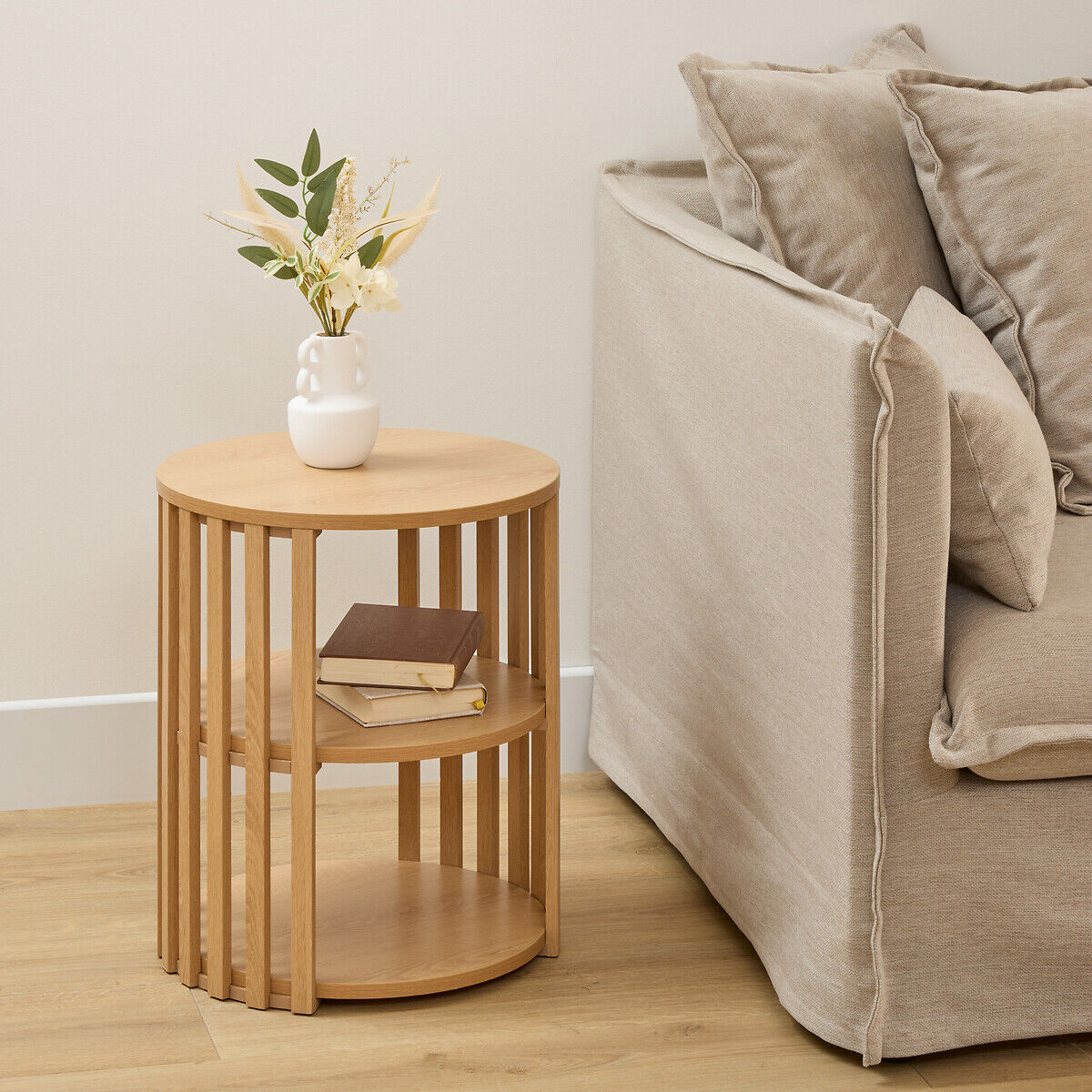 Mesa de apoio SLAT bege D40x48cm