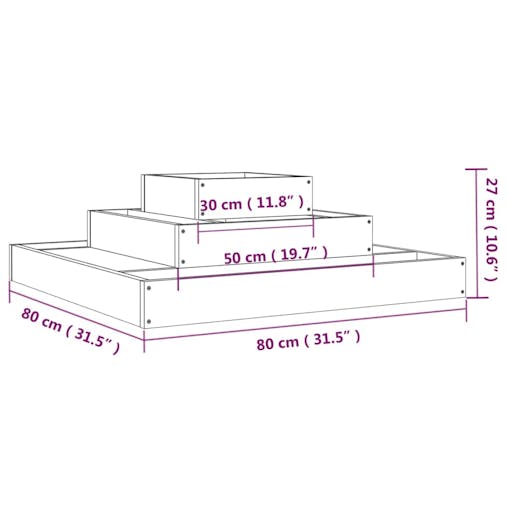 NNEVL Planter Grey 80x80x27 cm Solid Wood Pine