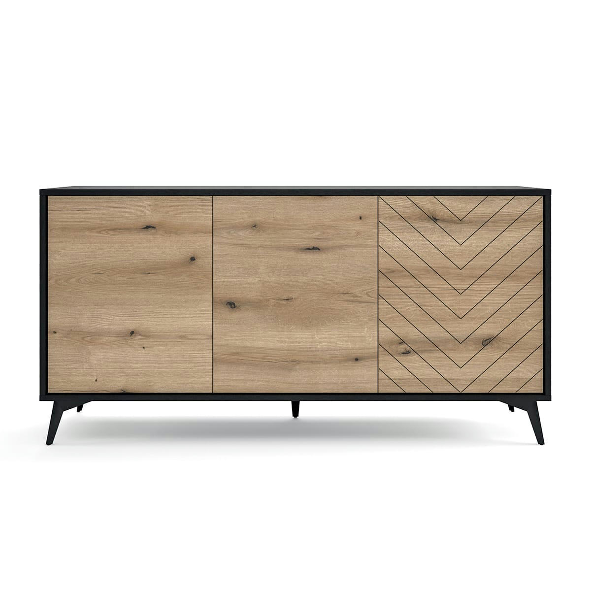 - Buffet 3 portes naturel et noir