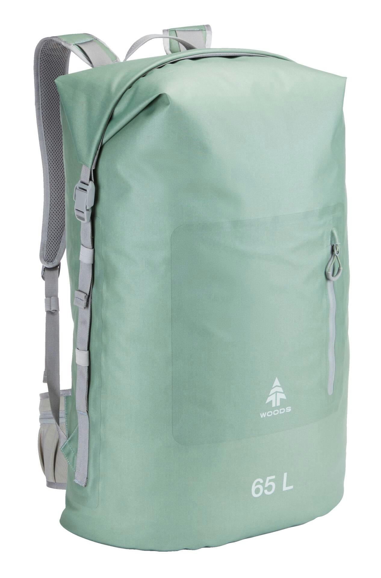 Woods Portage Roll Top Waterproof Dry Backpack For Camping/Hiking/Canoeing/Kayaking, 65-L