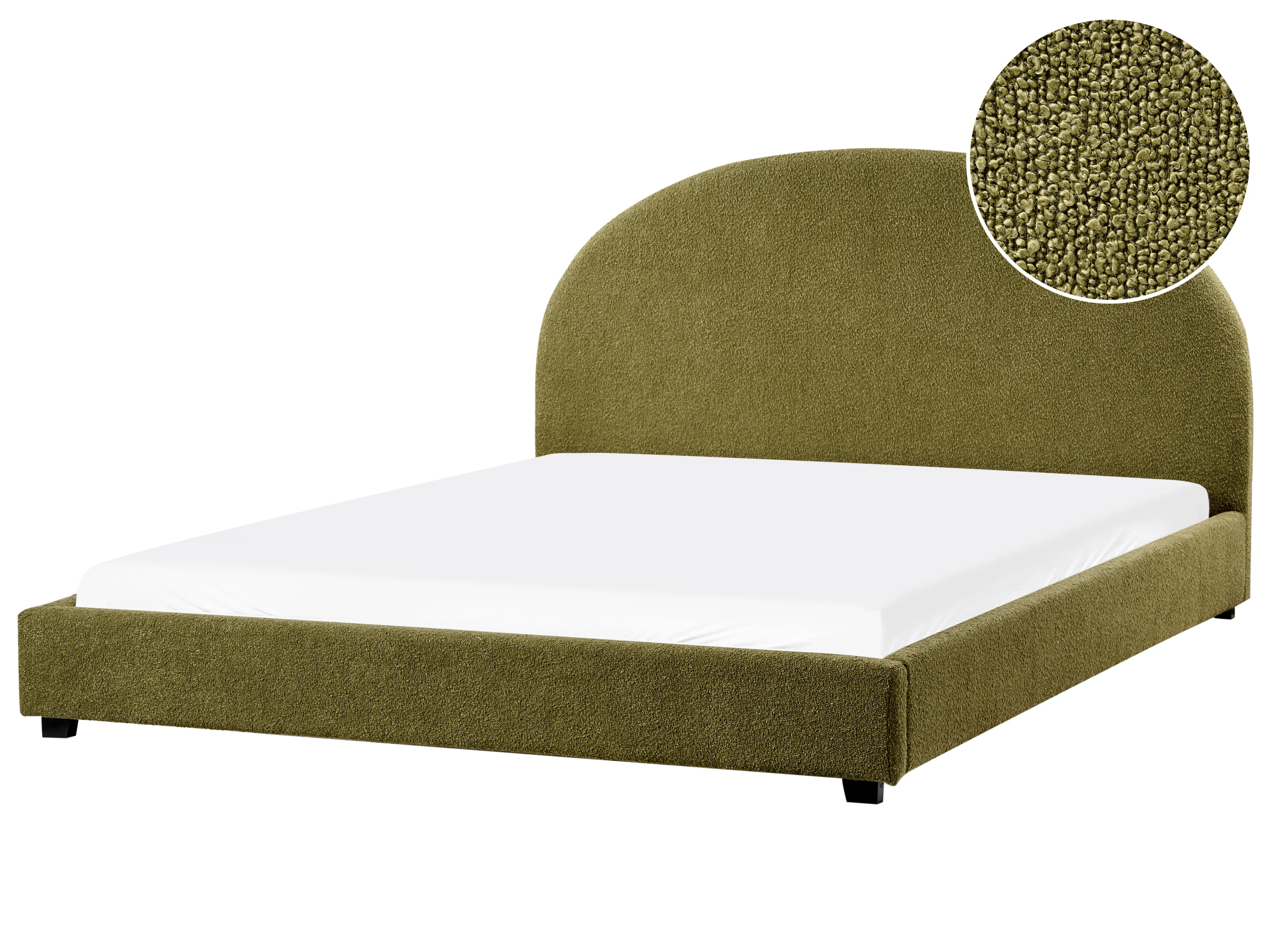 Bed Boucle VAUCLUSE 180 x 200 cm (EU Super King) Olive Green