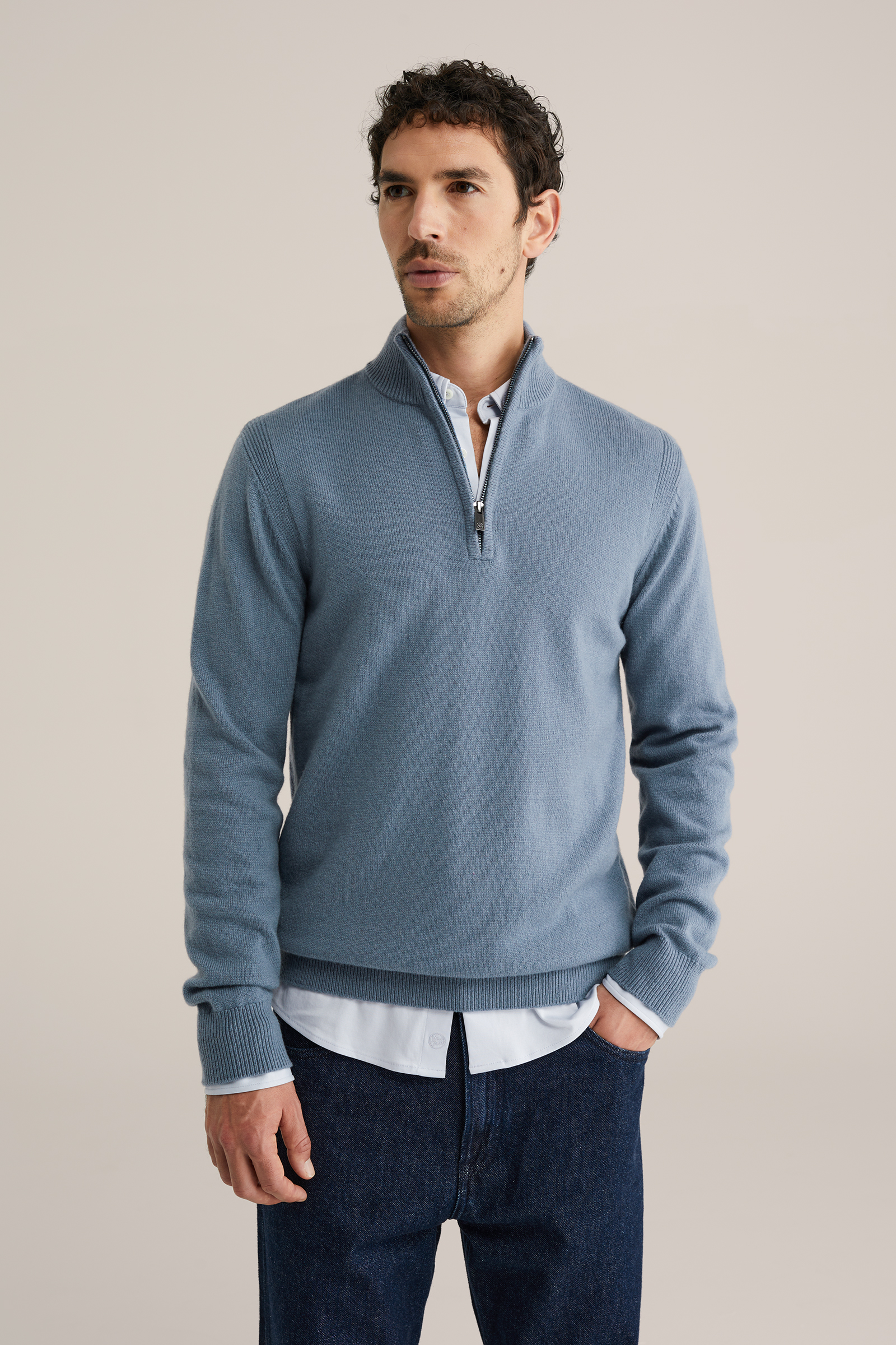 Heren Regular fit trui met quarter-zip