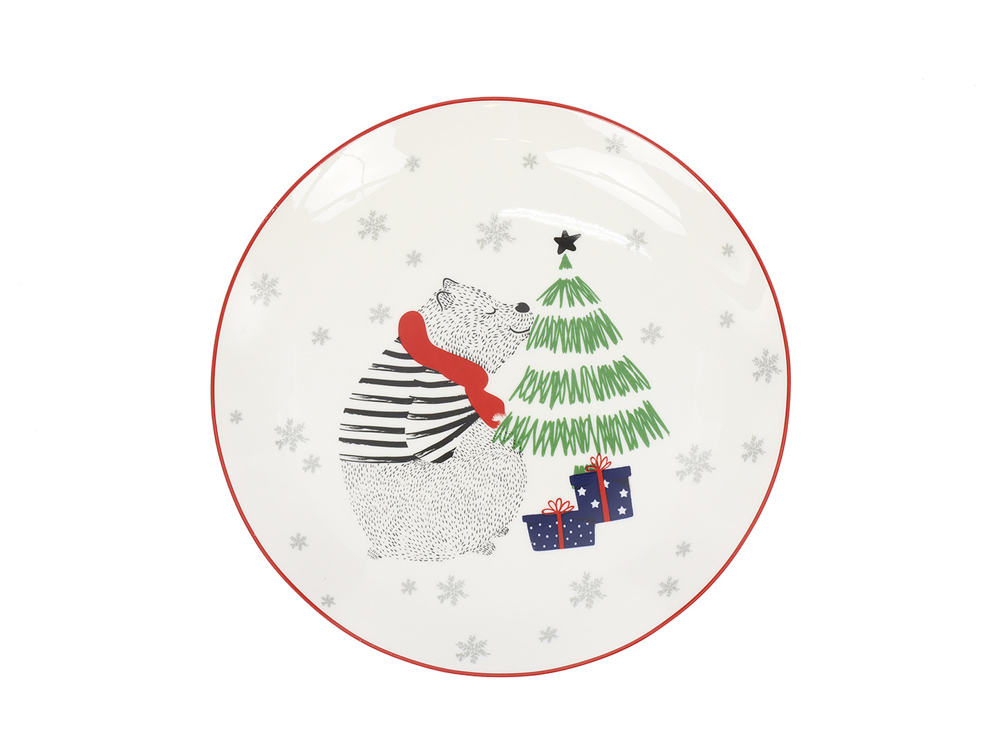Talerz deserowy niedźwiadek Winter Friends porcelanowy wielokolorowy