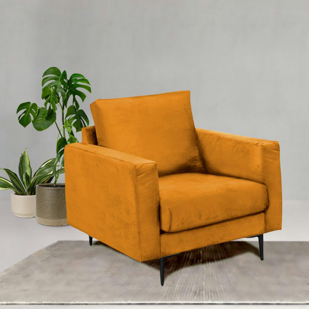 CARUSO - Fauteuil 1 place velours jaune