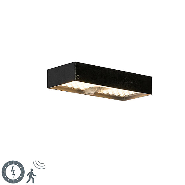 Applique murale extérieure noire avec lumière à intensité variable et capteur solaire - Kayo