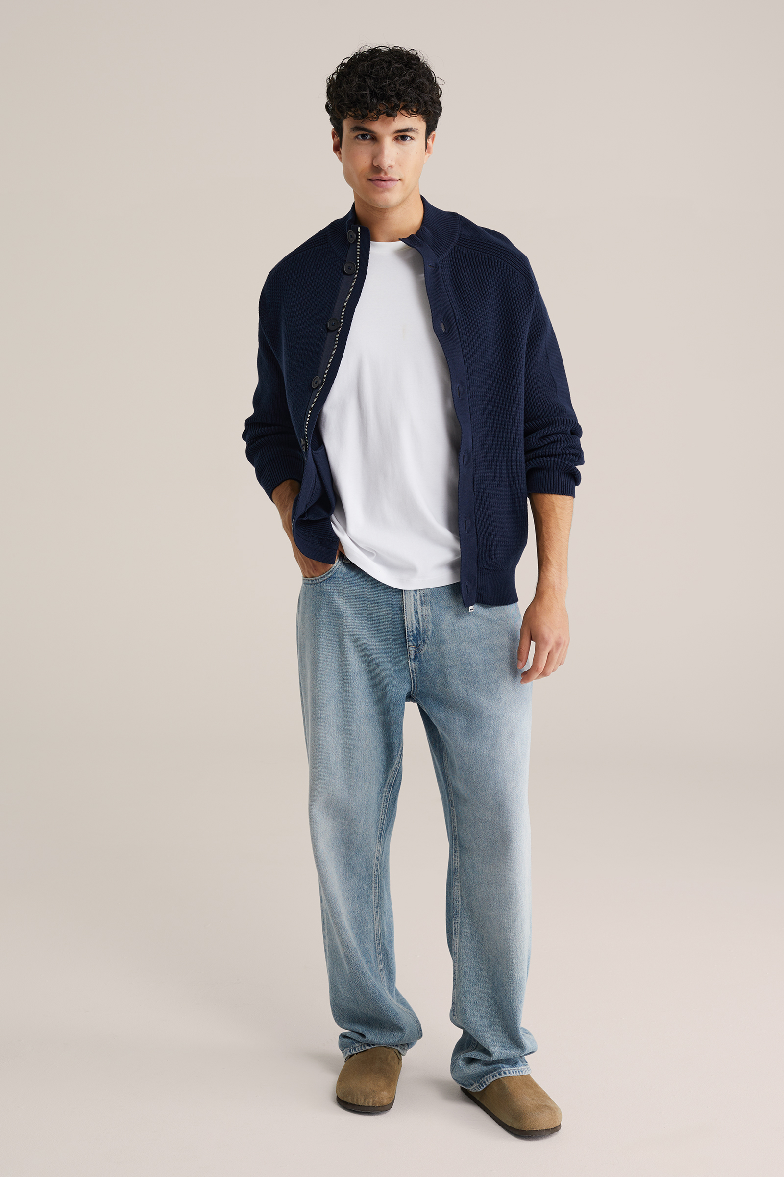 Heren regular fit vest van katoenmix