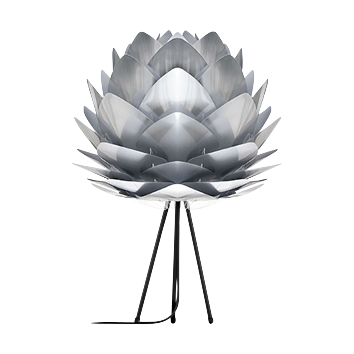Umage Silvia Medium tafellamp brushed steel - met tripod zwart - Ø 50 cm