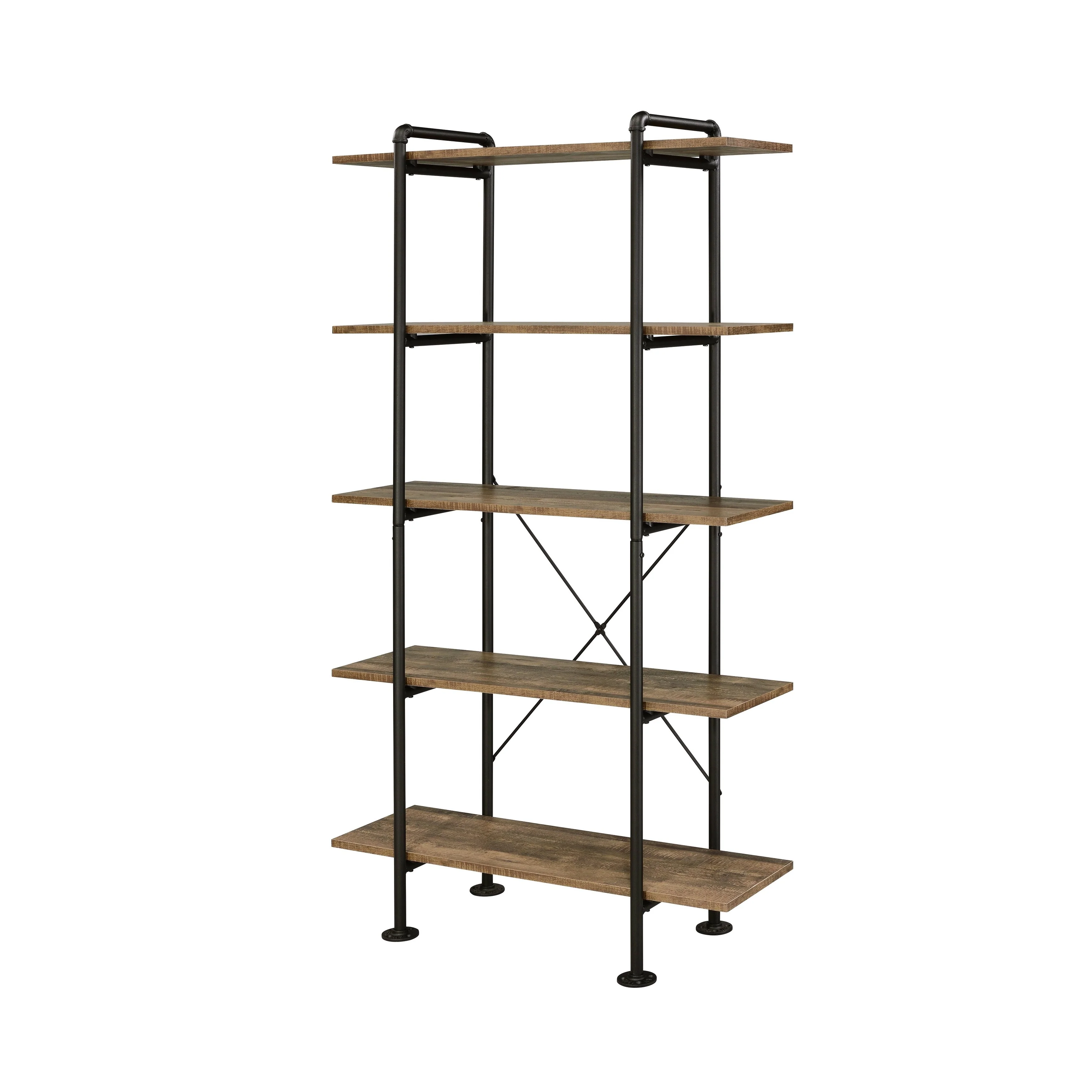 Nefo Rustic Oak & Black Finish Bookshelf