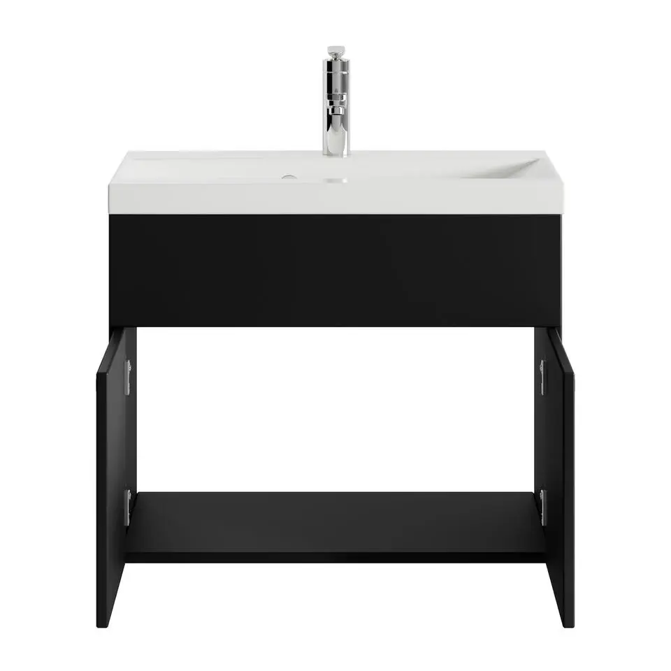 Badplaats Badkamermeubel Montreal 01 60cm met wastafel - hoogglans zwart