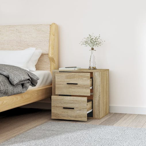 NNEVL Wall-mounted Bedside Cabinet Sonoma Oak 50x36x47 cm