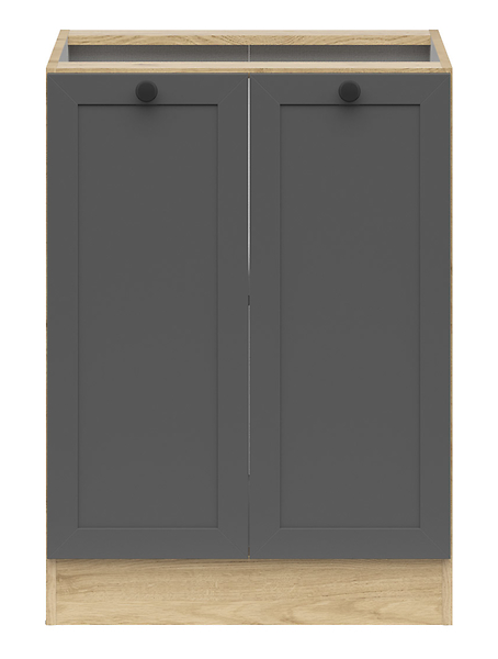 Szafka kuchenna dolna Junona Line 60 cm z 2 drzwiami dąb bernstein/grafit