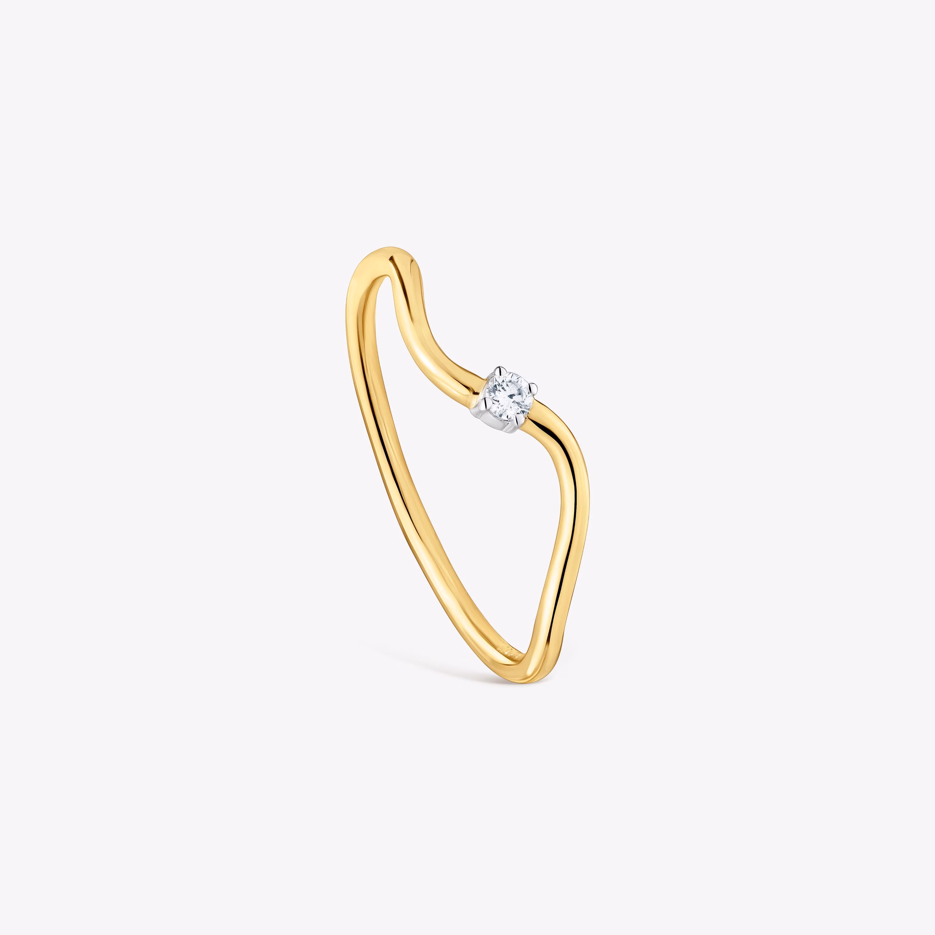 Anillo onda de oro y diamantes Daisy