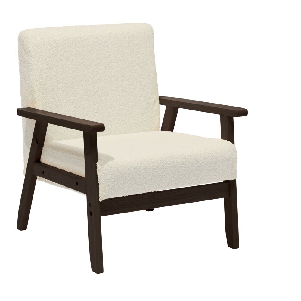 Fauteuil en bois foncé Josephine Curly avec assise blanc cassé L64xP70xH76cm