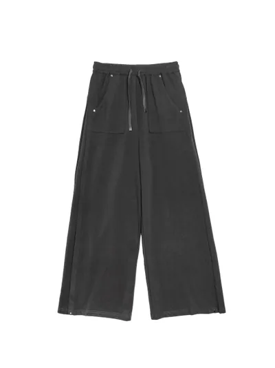Pleated detail drawstring elastic waist pants - 25WRB294D