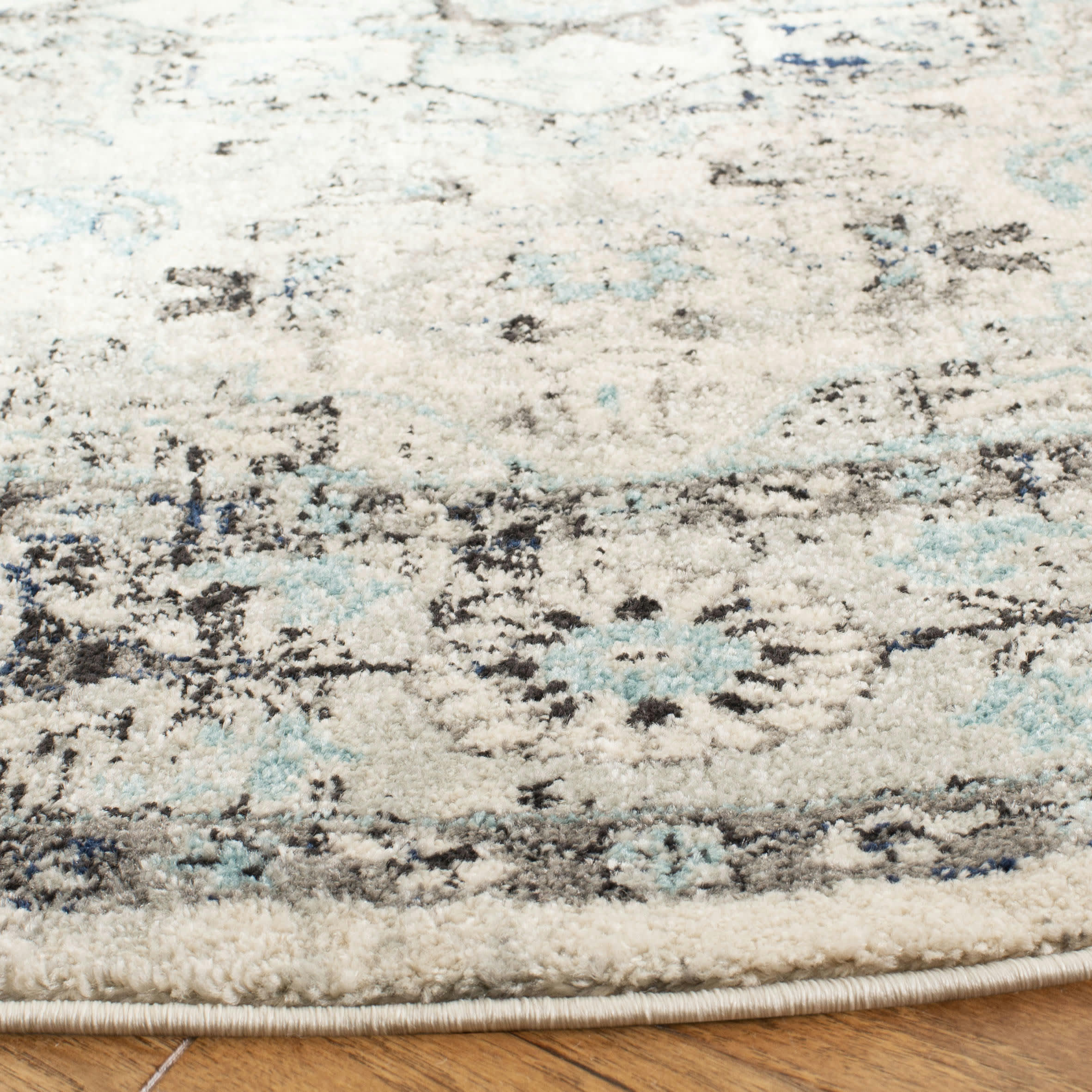 MADISON - Tapis de salon interieur en gris clair & bleu, 201 x 201 cm