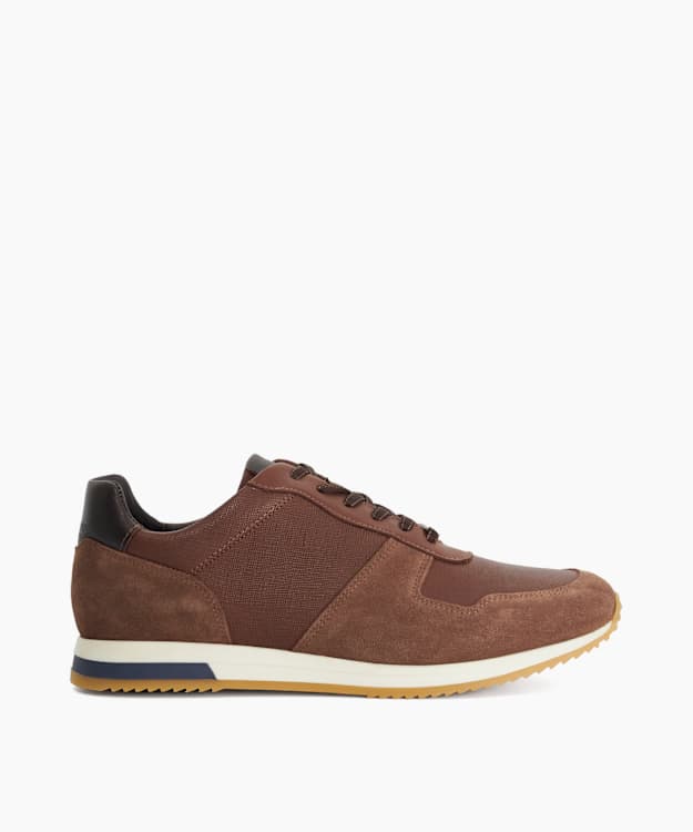 Trusting Brown - Suede-Trim Lace-Up Trainers