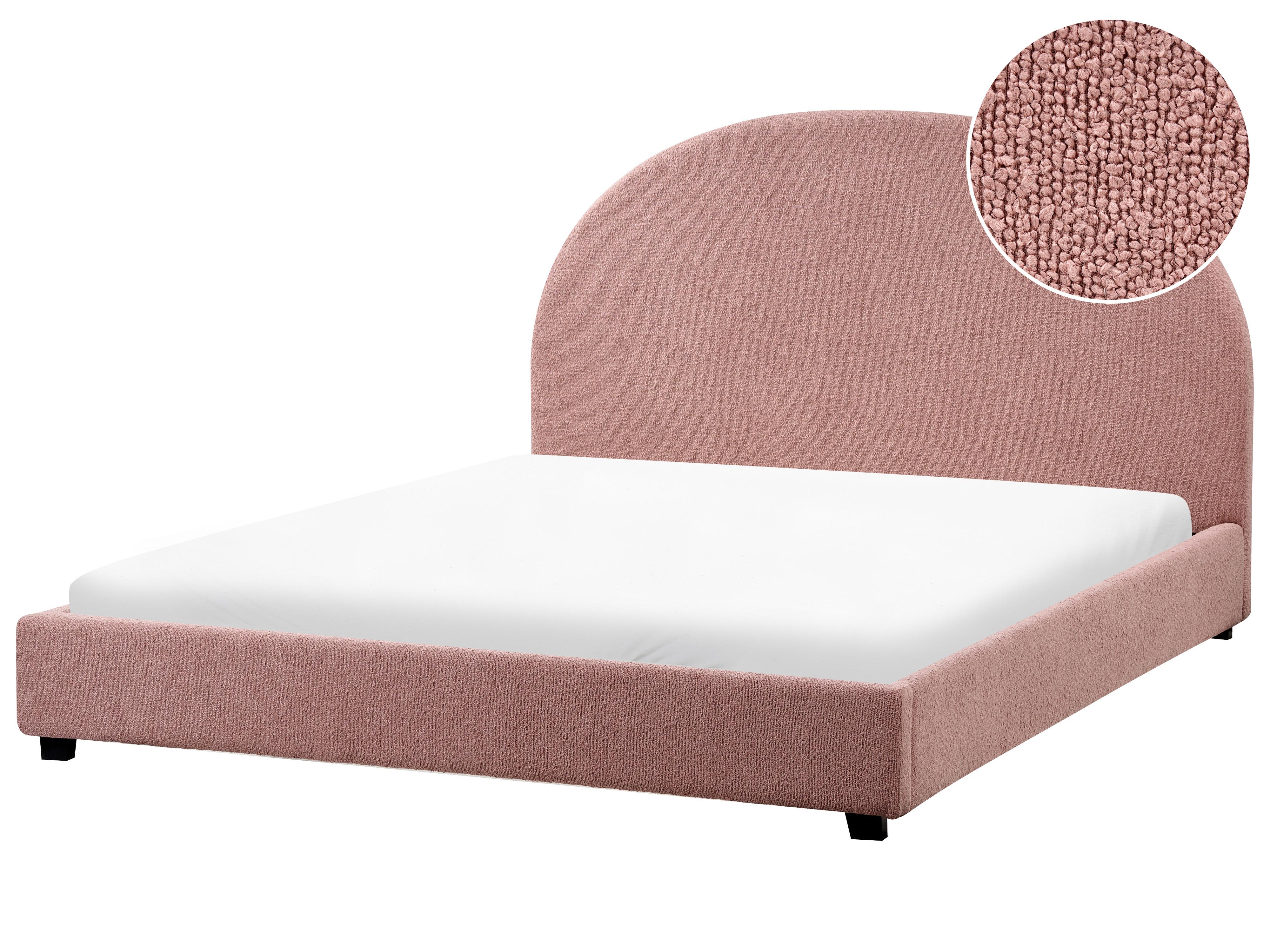 Bed Boucle VAUCLUSE 140 x 200 cm (EU Double) Pastel Pink
