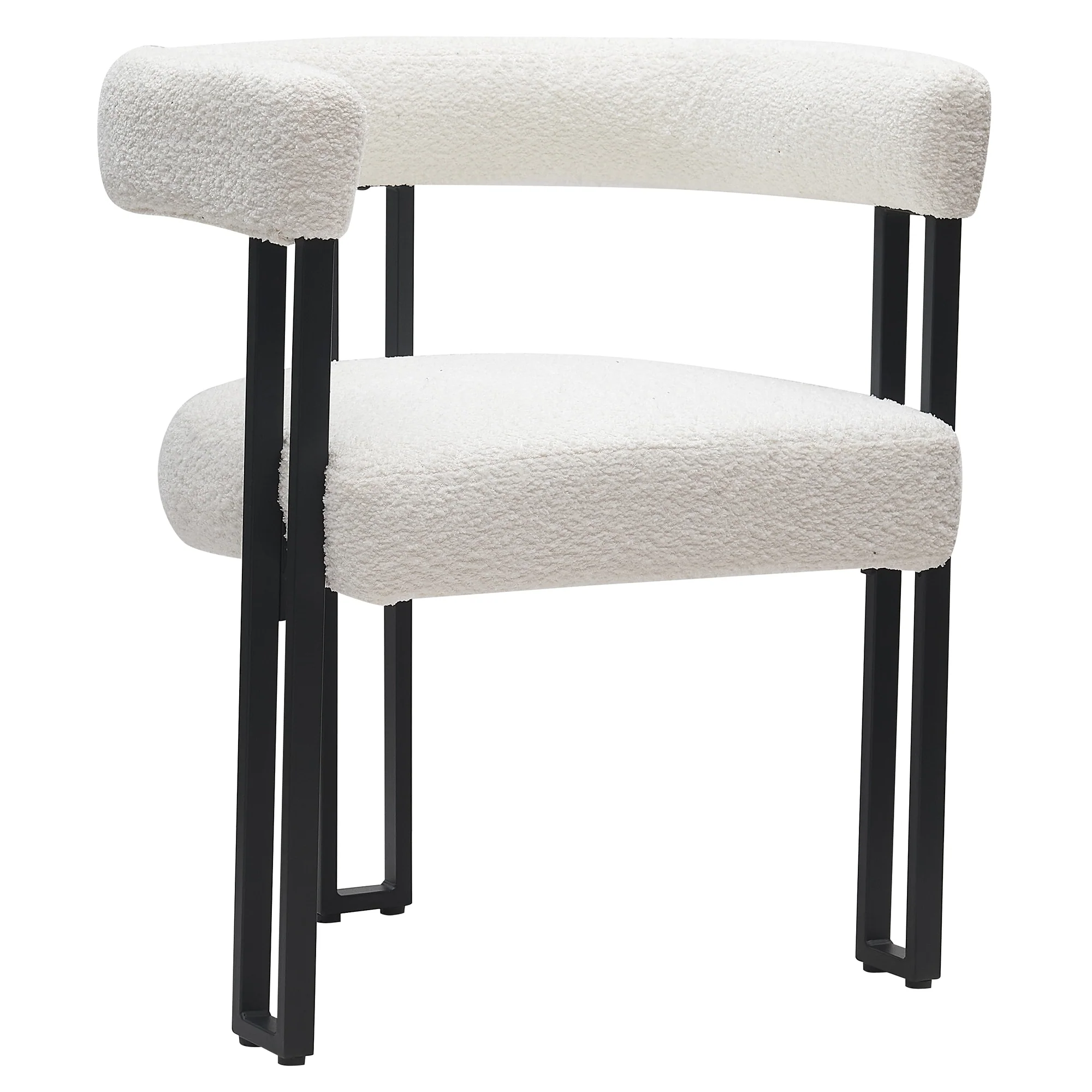 Contemporary Boucle Fabric Dining Chair, Set of 2
