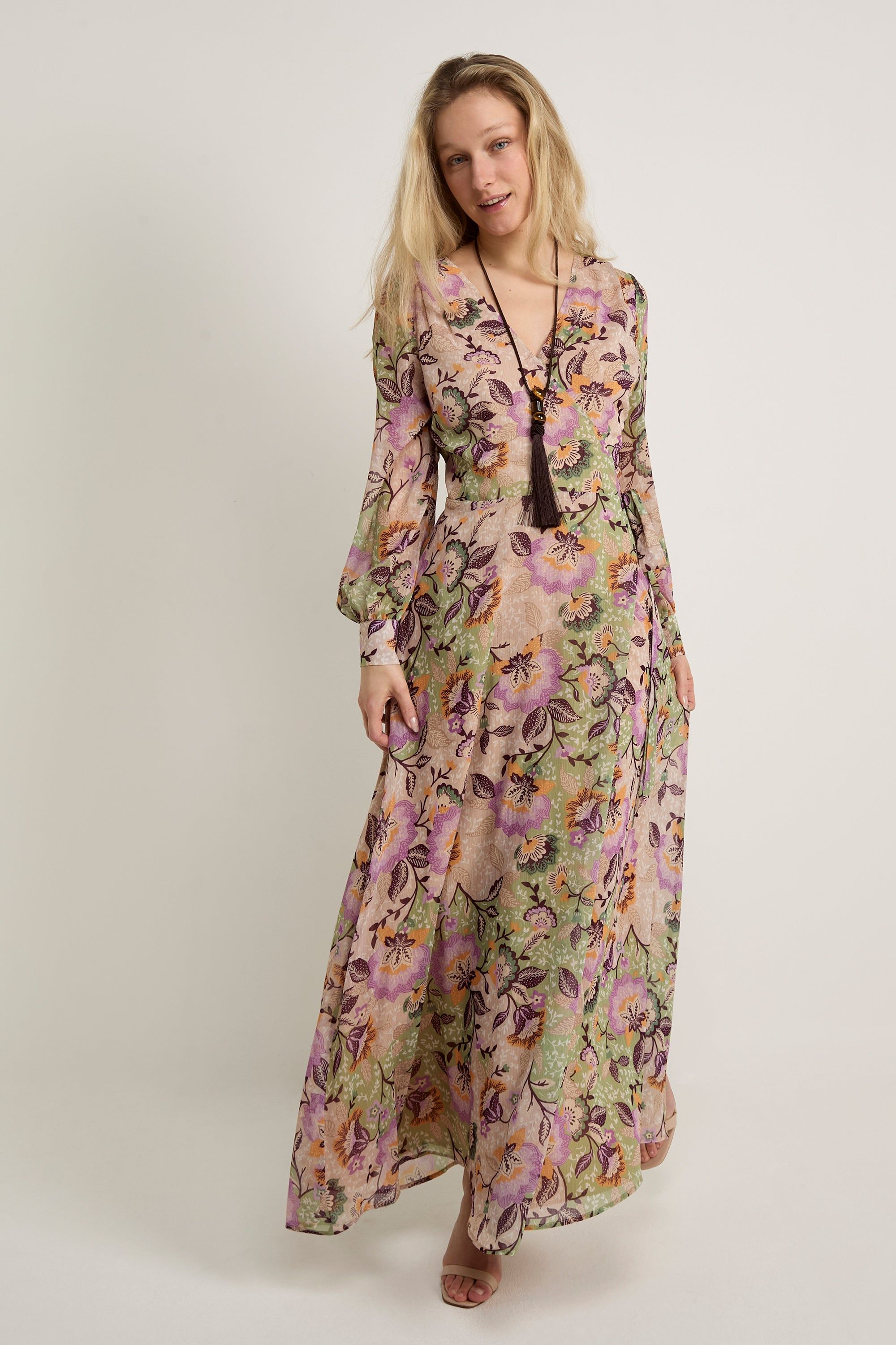 GWD by GEORGE W. DAVIES GWD Claudina Floral Print Maxi Wrap Dress
