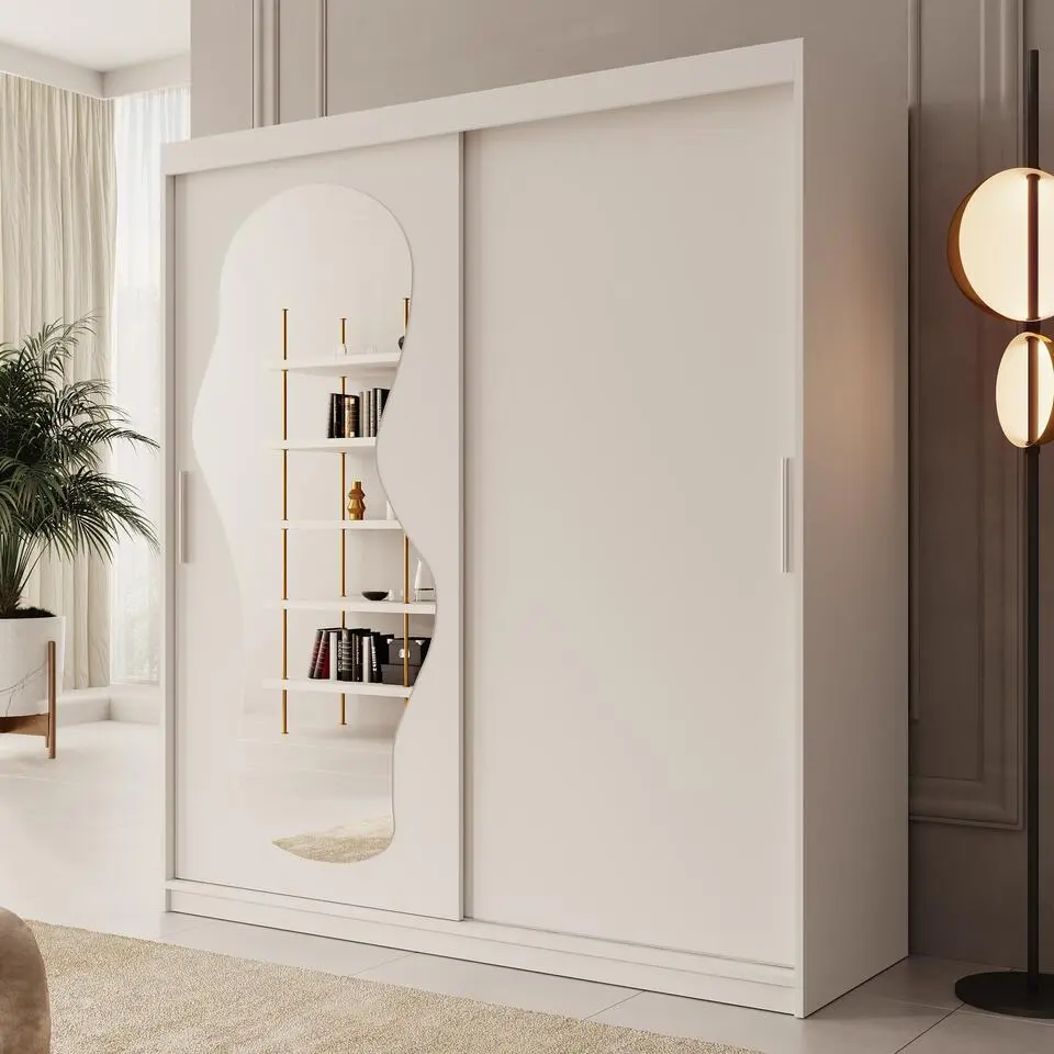 Meubella - Kledingkast Ulysses - Wit - 180 cm - Met spiegel