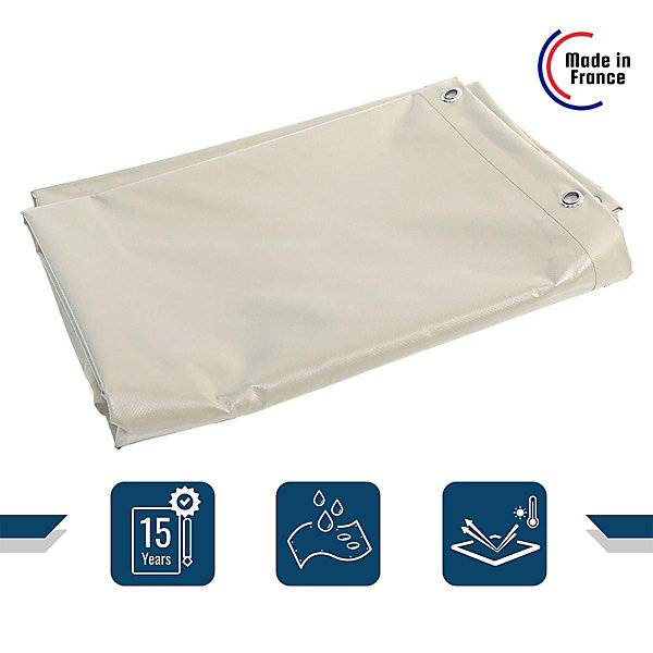 Bâche pour Carport Ivoire 2,5x4,5m Protection Solaire - Garantie 15 ans TECPLAST -XP680M2CP- Pour abri de voiture - Made in France