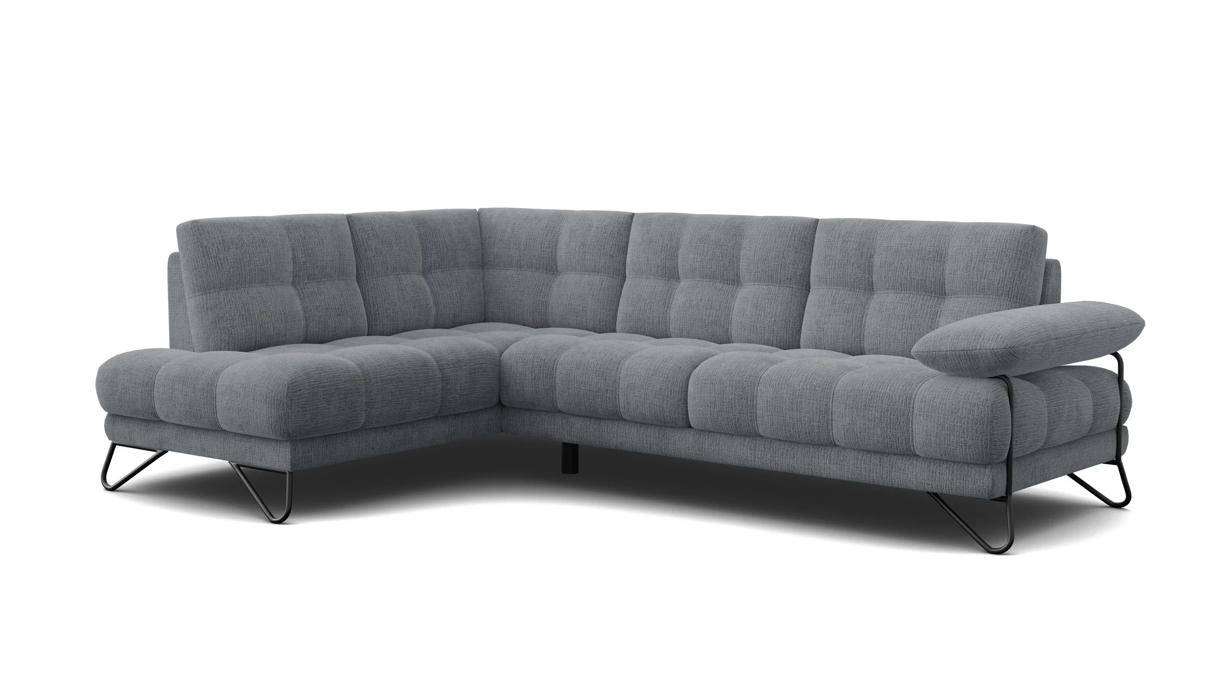 BUBBARA Sofa narożna 5 osobowa lewa, ciemnoszara