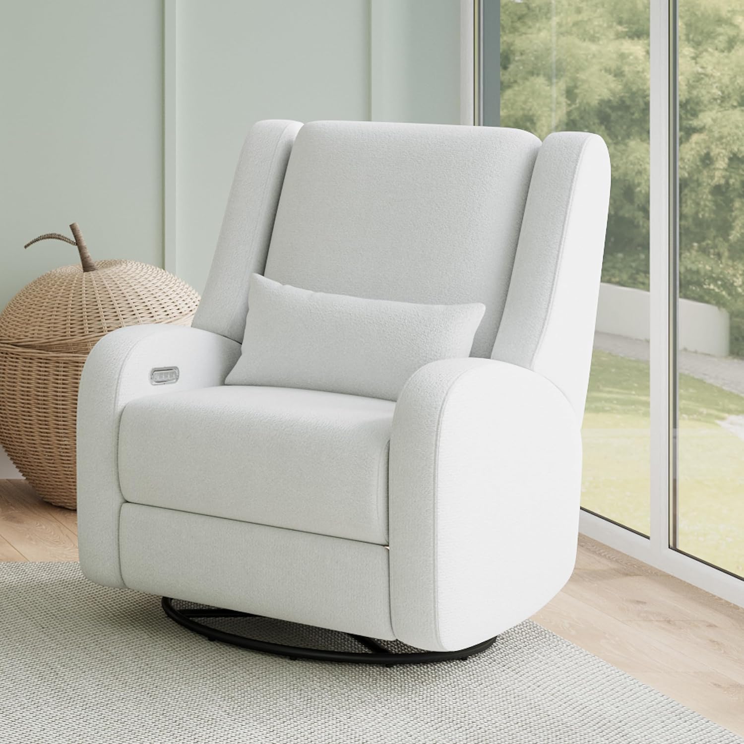 Nurture& The Charleston Wingback Plus – Premium Power Recliner for Nursery | Ergonomic, Stain-Resistant Glider Chair with USB, Lumbar & Head Support – Modern Baby Room Essential