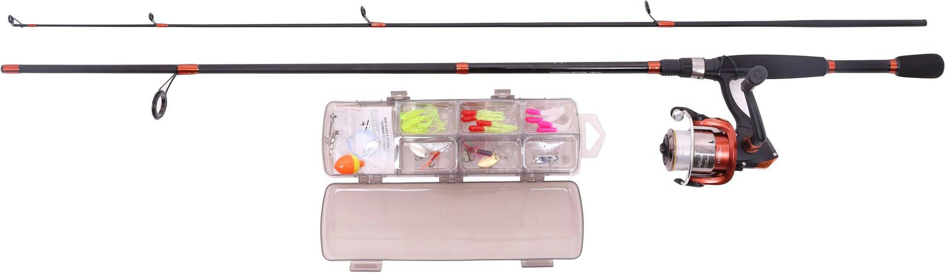 Red Wolf Trout Spinning Fishing Rod and Reel Combo with Tackle Kit, Pre-Spooled, Medium, 6.6-ft, 3-pc