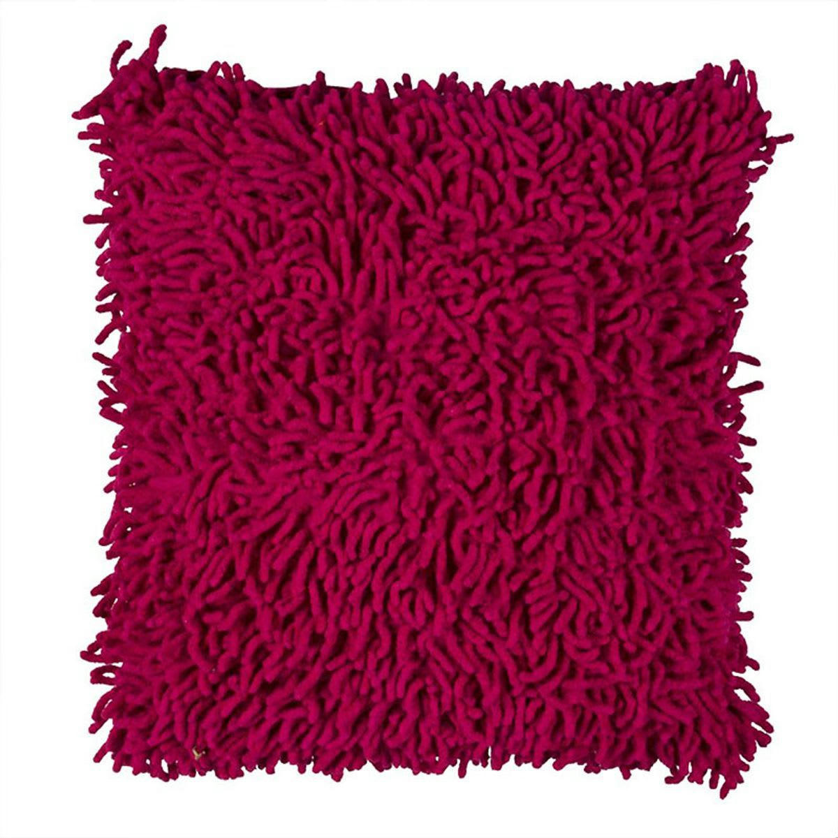SHAGGY - Coussin en coton seventies framboise 40x40