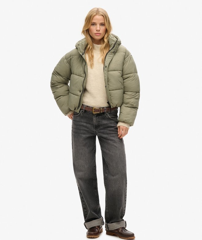Cropped Cocoon Puffer Jacket