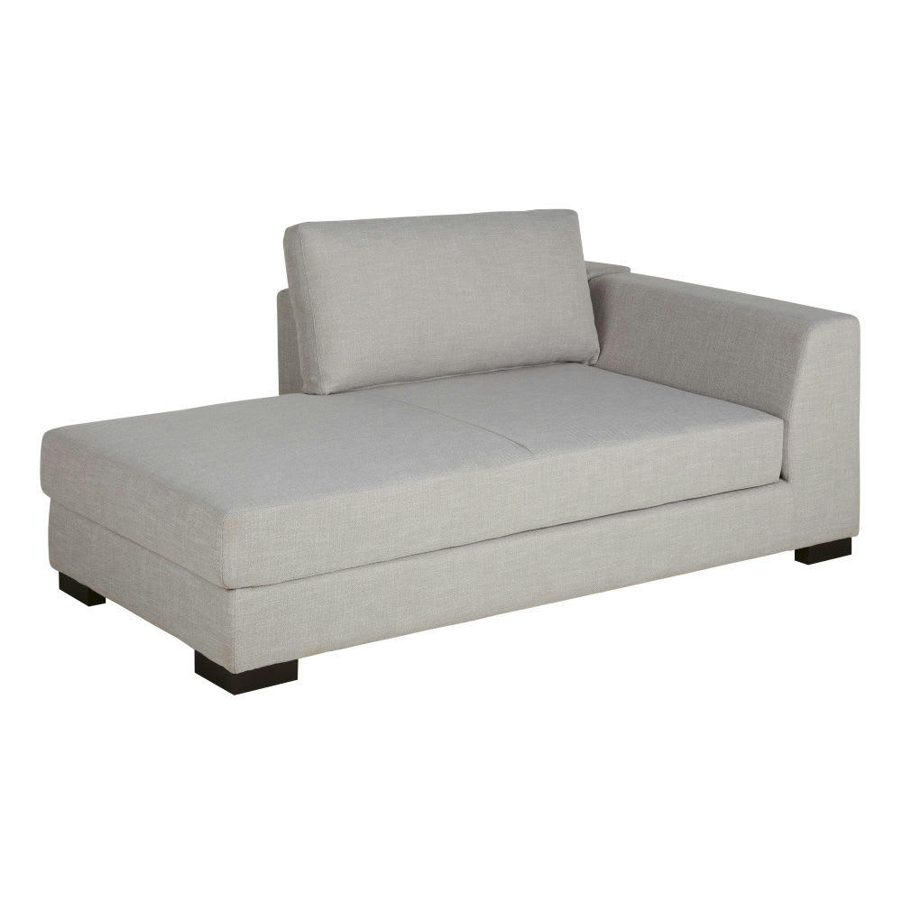 Terence - Méridienne-coffre droite pour canapé modulable gris clair