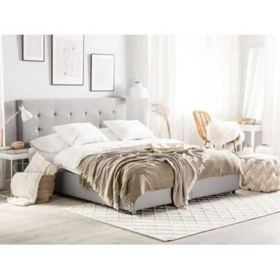 ROCHELLE - Bed opbergruimte - Lichtgrijs - 140 x 200 cm - Polyester